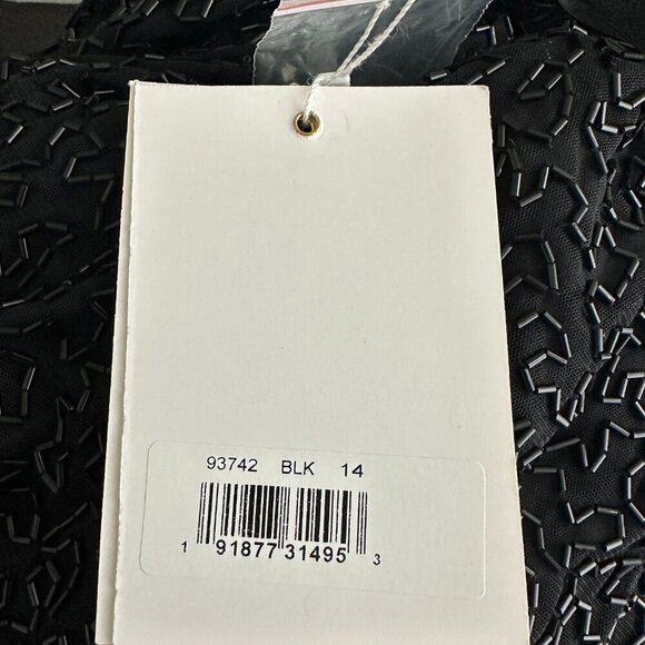 NWT Mac Duggal Beaded Sleeveless High Neck Column Gown 14 Black #8608 - Picture 6 of 8